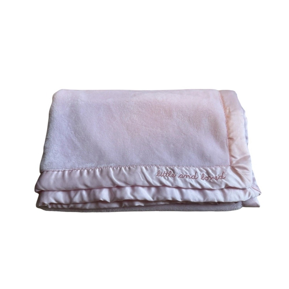 Carter's Pink Plush Baby Crib Blanket Little and Loved Satin Trim Security 40x30